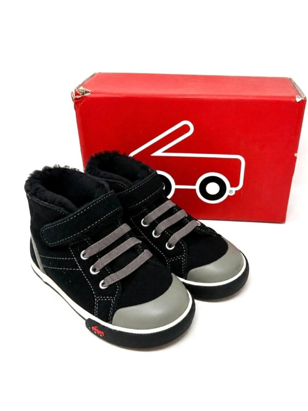 See Kai Run Seymour Devon Black Shearling High Top Sneakers Kids 12.5 EU 30